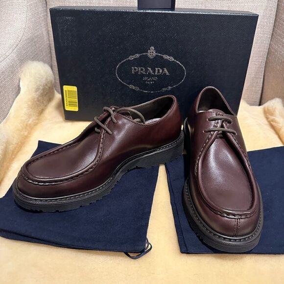 Prada brushed leather lace-up shoes, loafers size 7,5, EU 40.5-41 - Picture 4 of 13